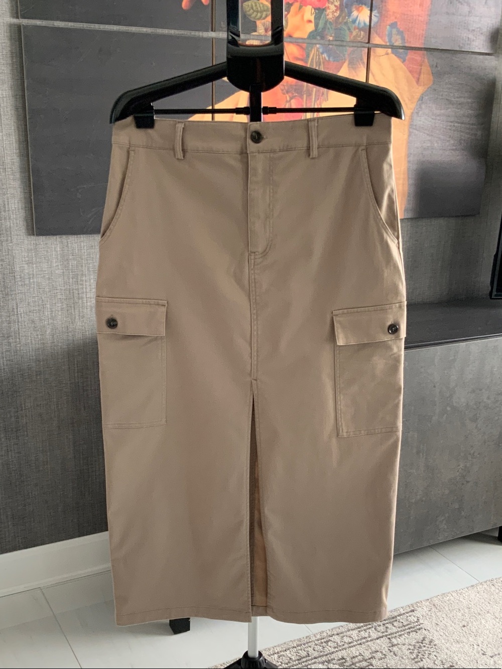Jason Wu Beige Cargo Skirt-Pant with Front Slit L